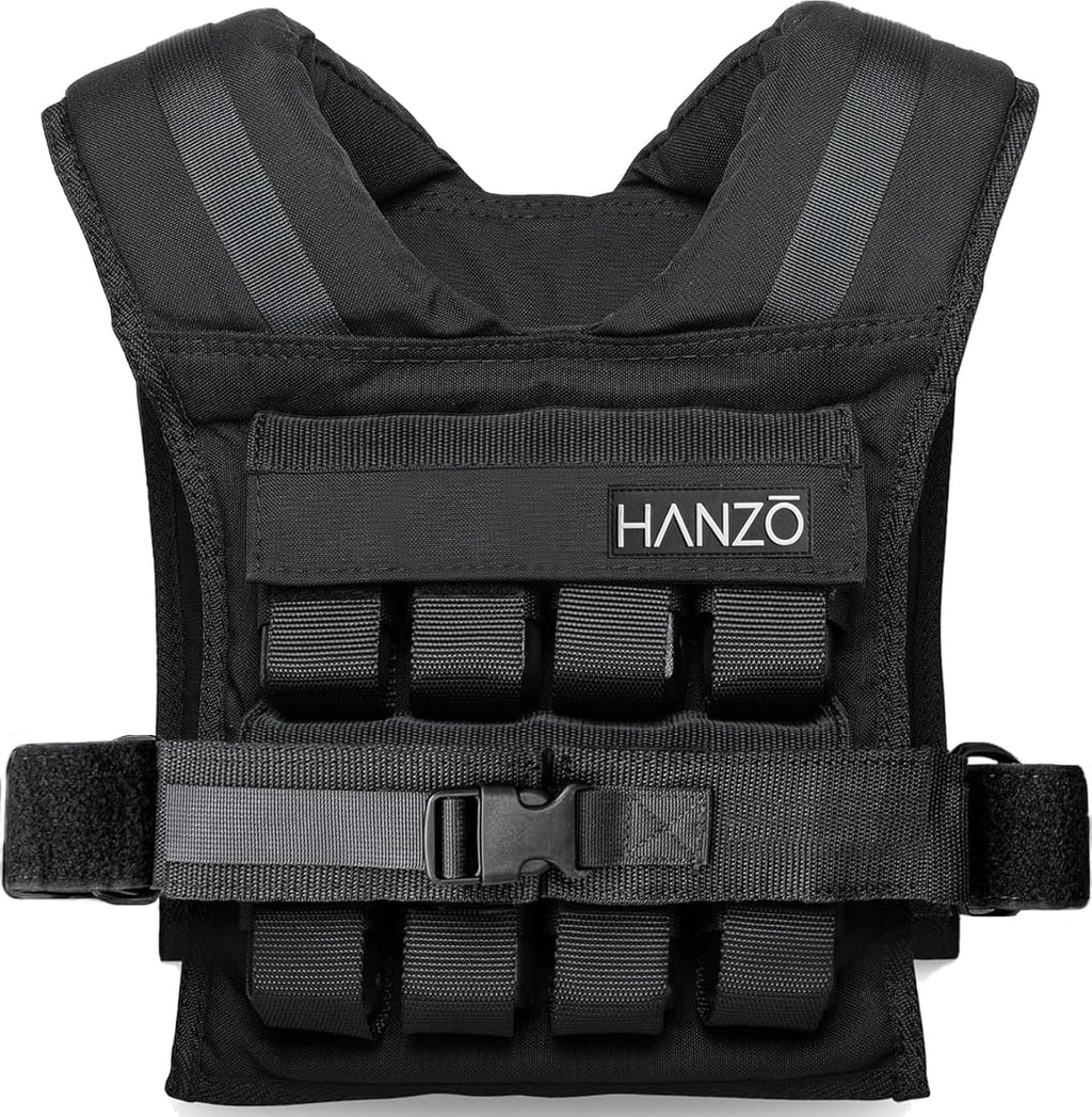 HANZO Weighted Vest for Men & Women 25lbs | 35lbs | 45lbs | 65lbs | Weight Vest With Removable Iron Weights, Adjustable Heavy Duty Weighted Workout Vest for Calisthenics & Fitness Training
