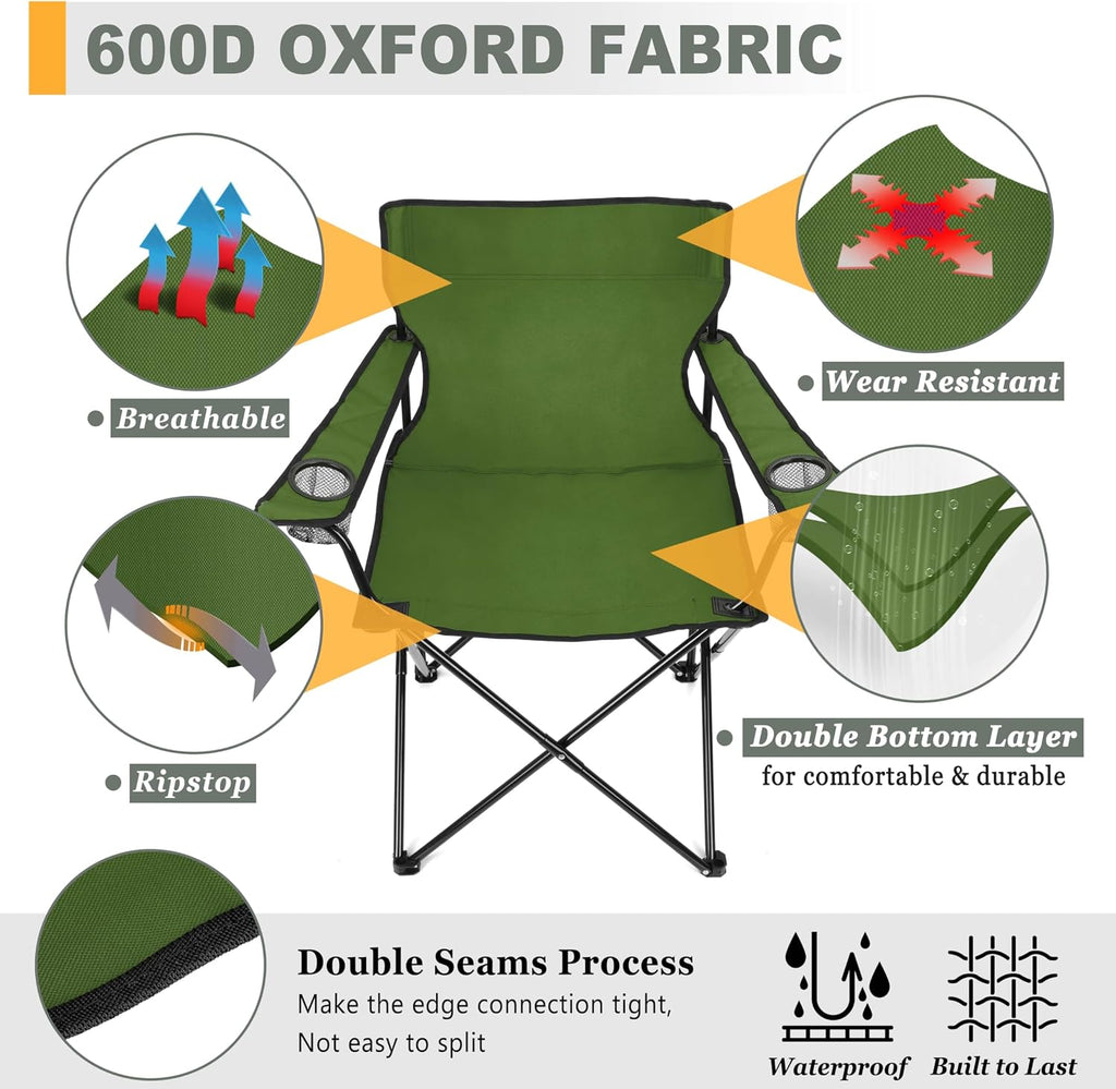Joyfair Camping Chairs for Lawn & Beach, Large for Adults, Olive Green