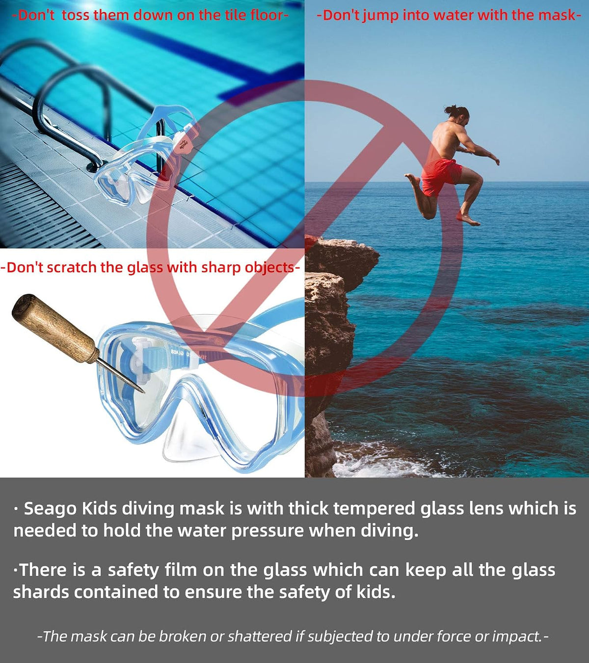Seago Kids Swim Goggles with Nose Cover Anti-Fog Swimming Mask Youth 5-15