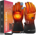 Heated Gloves, Rechargeable Heated Gloves for Men Women, Waterproof Electric Heating Ski Gloves with Touchscreen for Cold Weather Motorcycle Skiing Snowboarding Hiking Hunting Gifts
