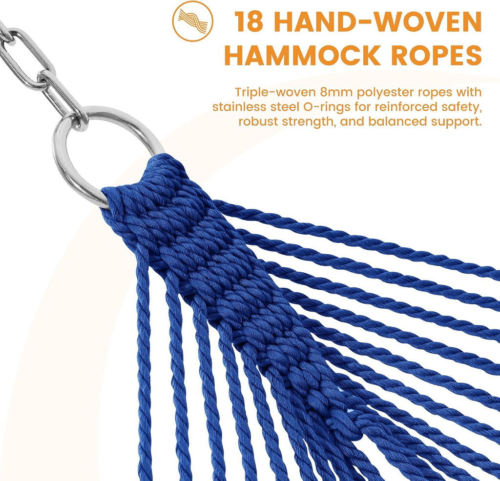Lazy Daze 2 Person Caribbean Rope Hammock, Handwoven Double Hammock