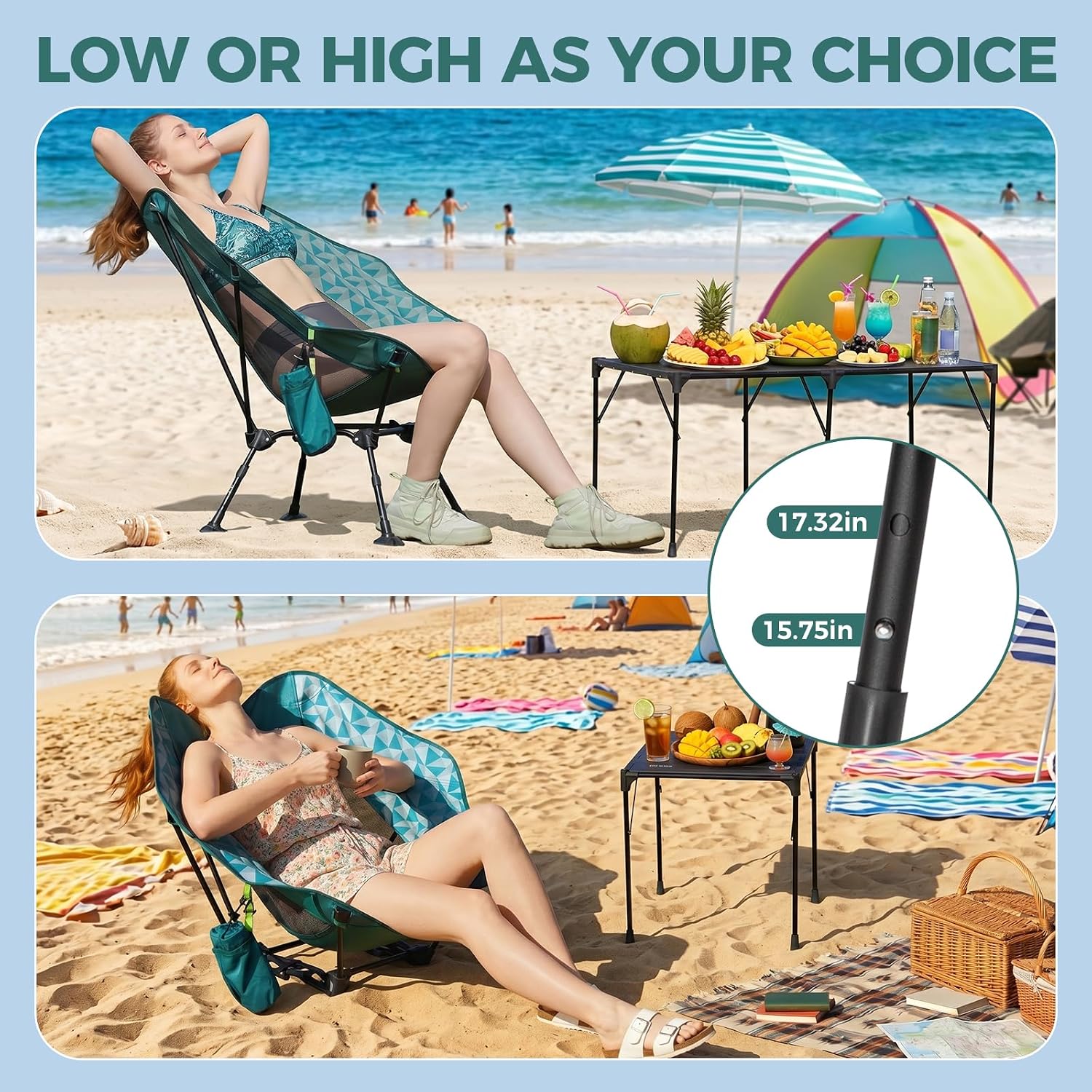 ATEPA UFO3.0 Lightweight Backpack Beach Chair, 330 lbs Heavy-Duty Aerospace Aluminum Foldable Chair with Hexagon Ergonomic Seat Anti-Sink Feet, Compact Portable Outdoor Gear for Beach Hiking