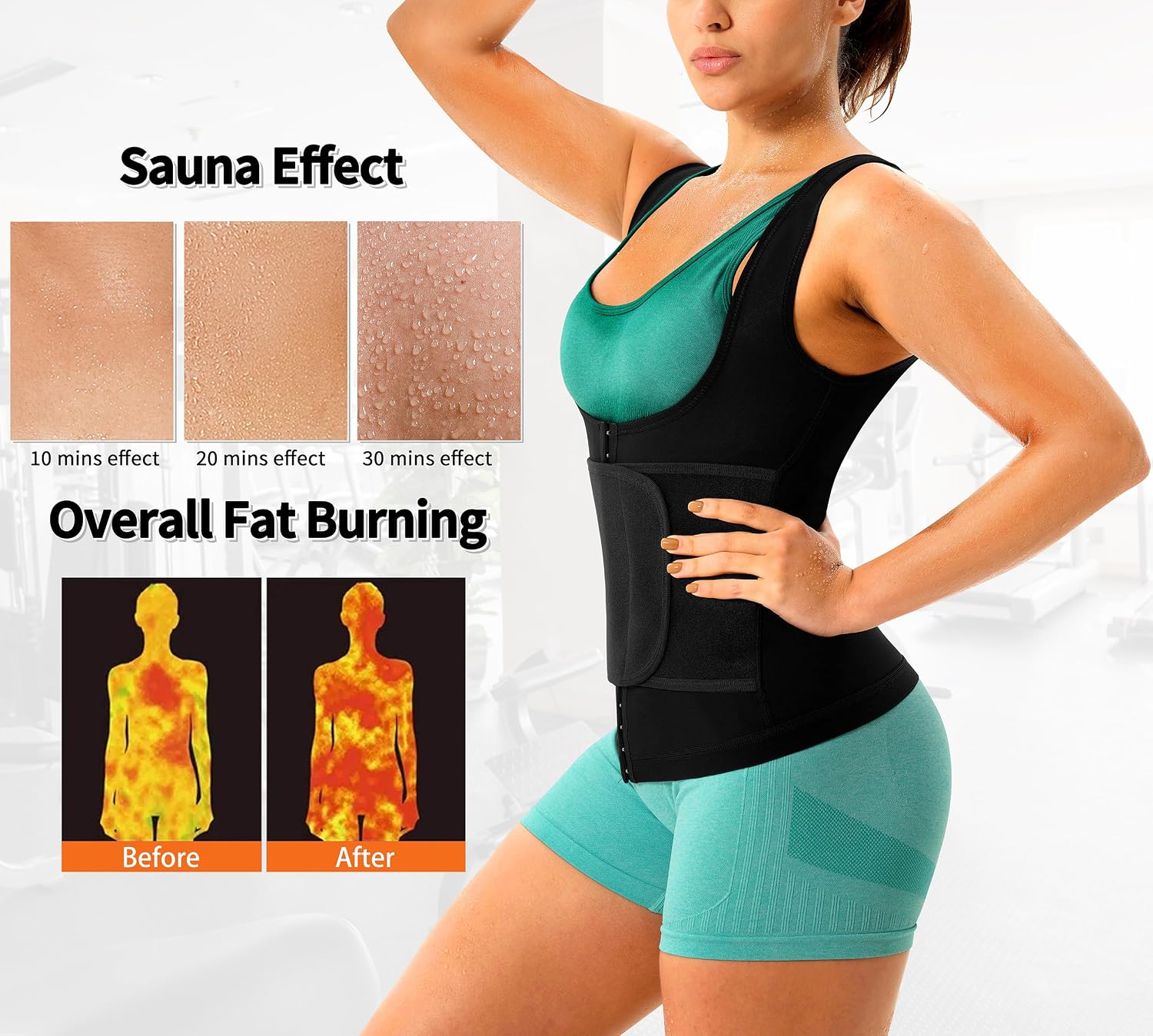 Sauna Suit for Women Sweat Shirt Heat Trapping Tank Top Workout