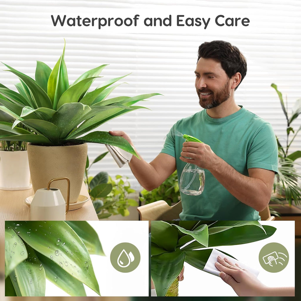 Velener 28 Inch Artificial Agave Plants Outdoor Set, Large Fake Plants Indoor for Home Decor, Realistic UV Resistant Faux Succulents Plants Without Pot, Set of 2