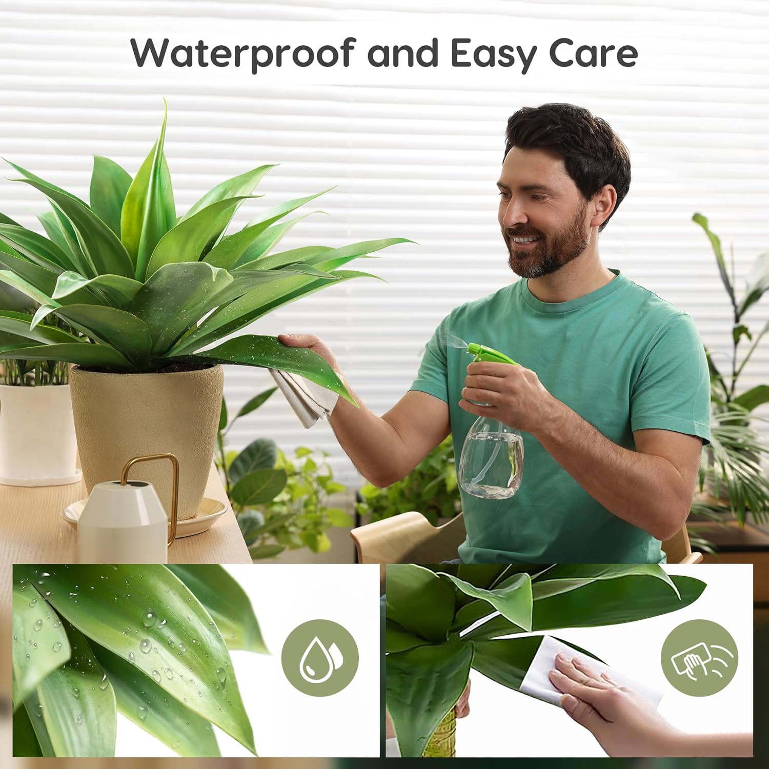 Velener 28 Inch Artificial Agave Plants Outdoor Set, Large Fake Plants Indoor for Home Decor, Realistic UV Resistant Faux Succulents Plants Without Pot, Set of 2