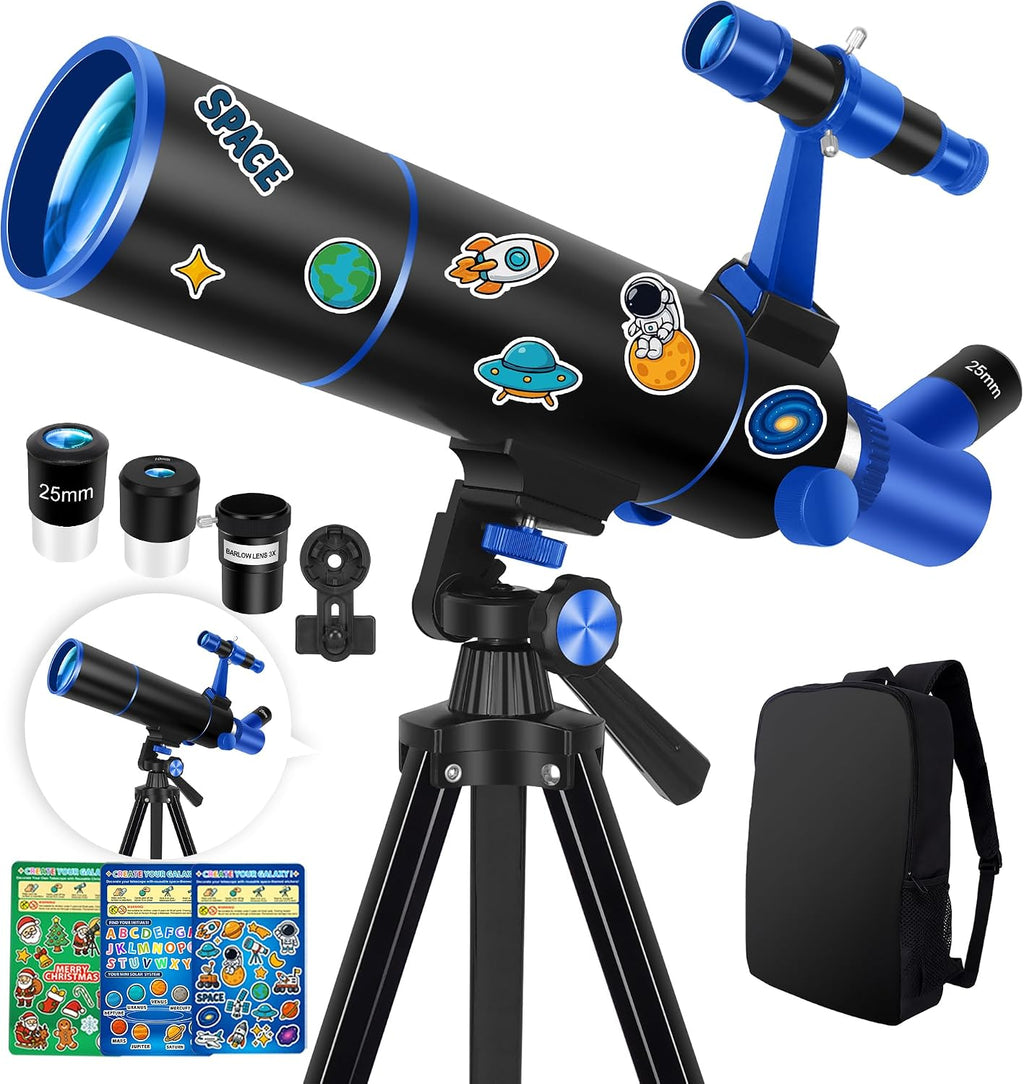 Hawkko Portable Telescope for Kids & Beginners 80mm Aperture 500mm