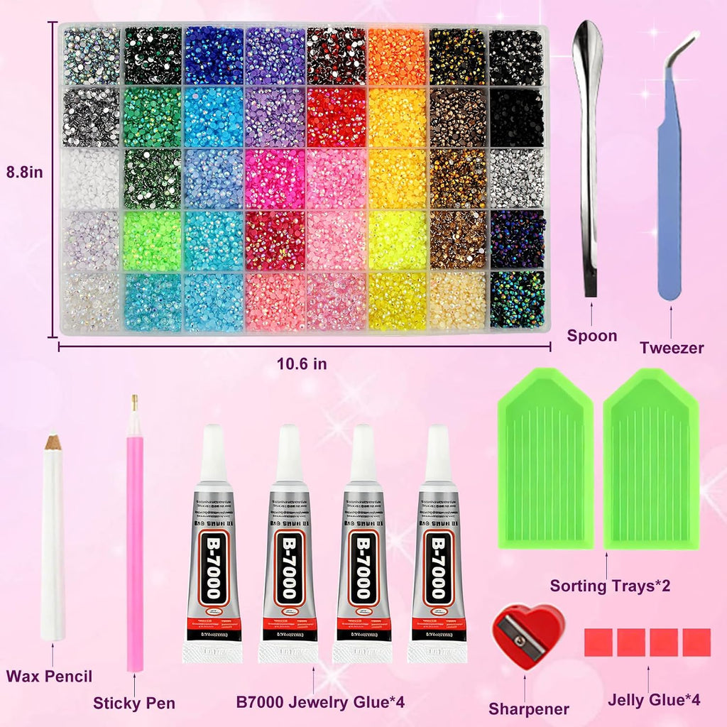40,000-Piece Bedazzling Kit, 40 Colors, 3mm Jelly AB Resin Rhinestones