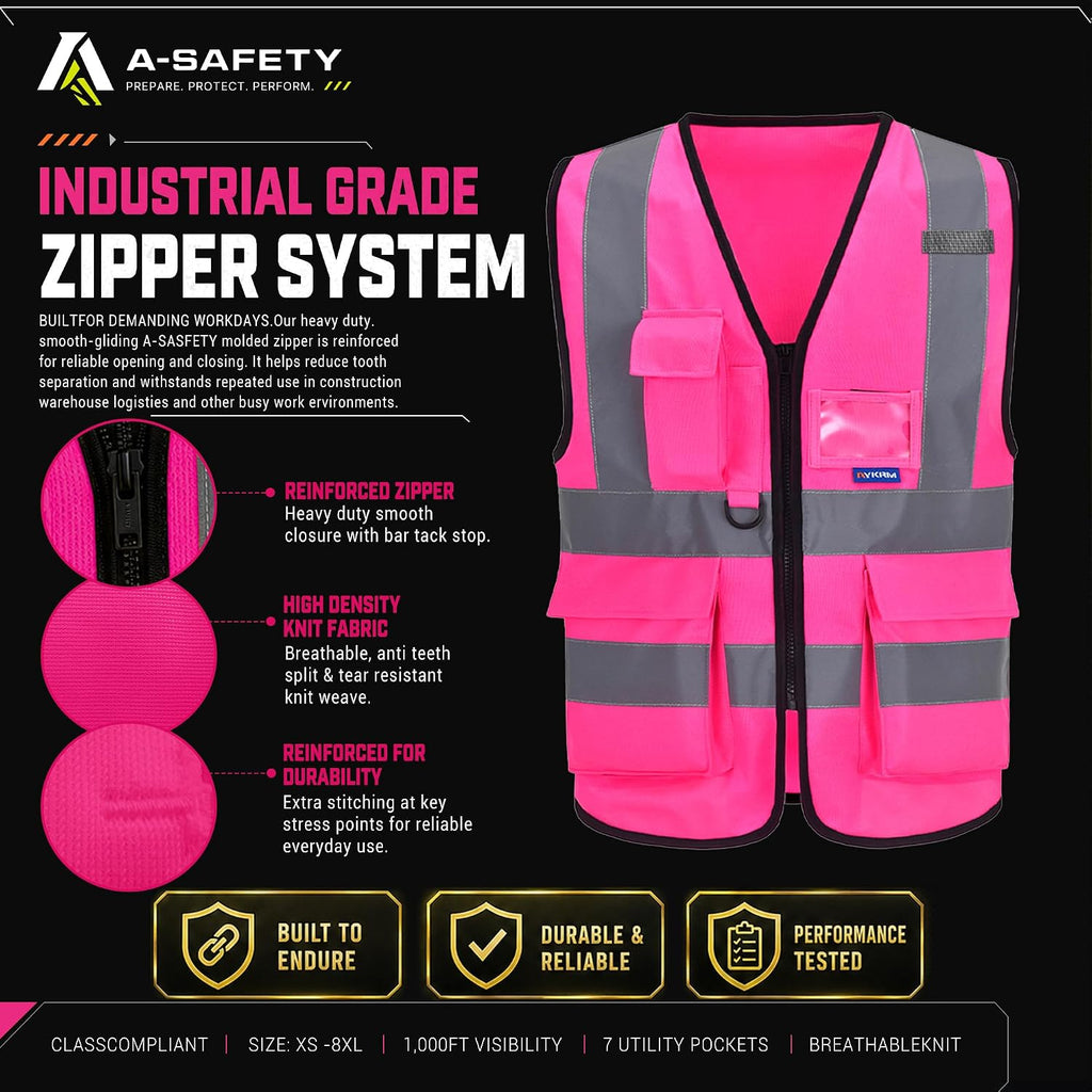 A-SAFETY High Visibility Reflective Safety Vest Customize Logo (XS-8XL)