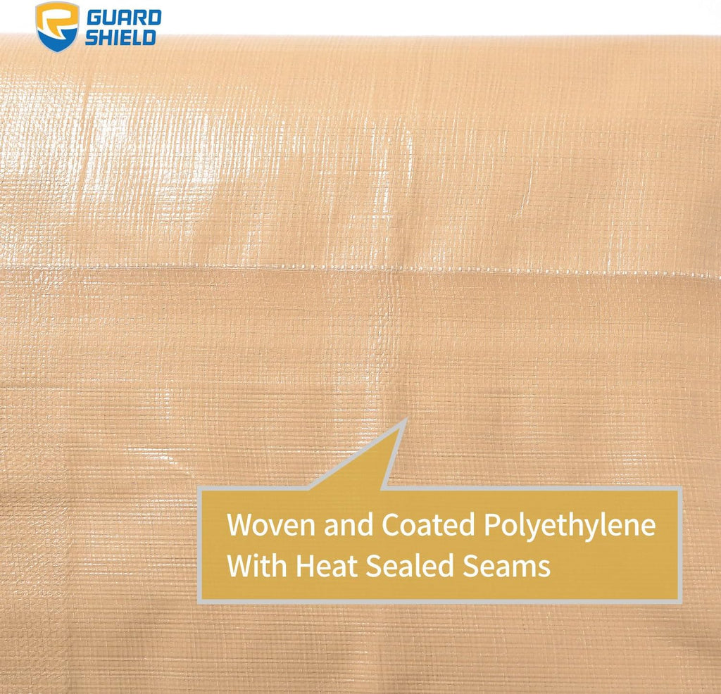 GUARD SHIELD Tarps Heavy Duty Waterproof Beige Plus+ 10x10 FT Large 12 mil