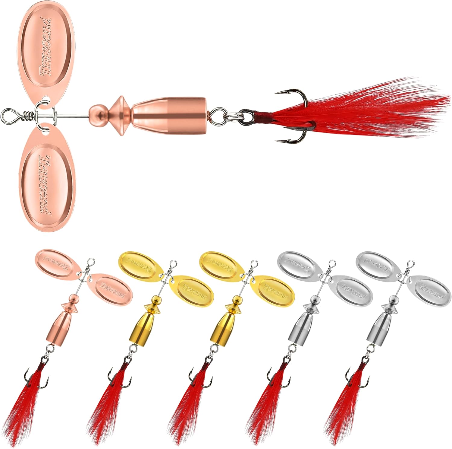 TRUSCEND Vibespinner Easy Catch Fishing Lures with BKK Hooks, Dual-Blade Spinner Baits with Double Water Disturbance and Reflective for More Bites, Blade Bait & Spoon Lure for Bass Trout Crappie Pike