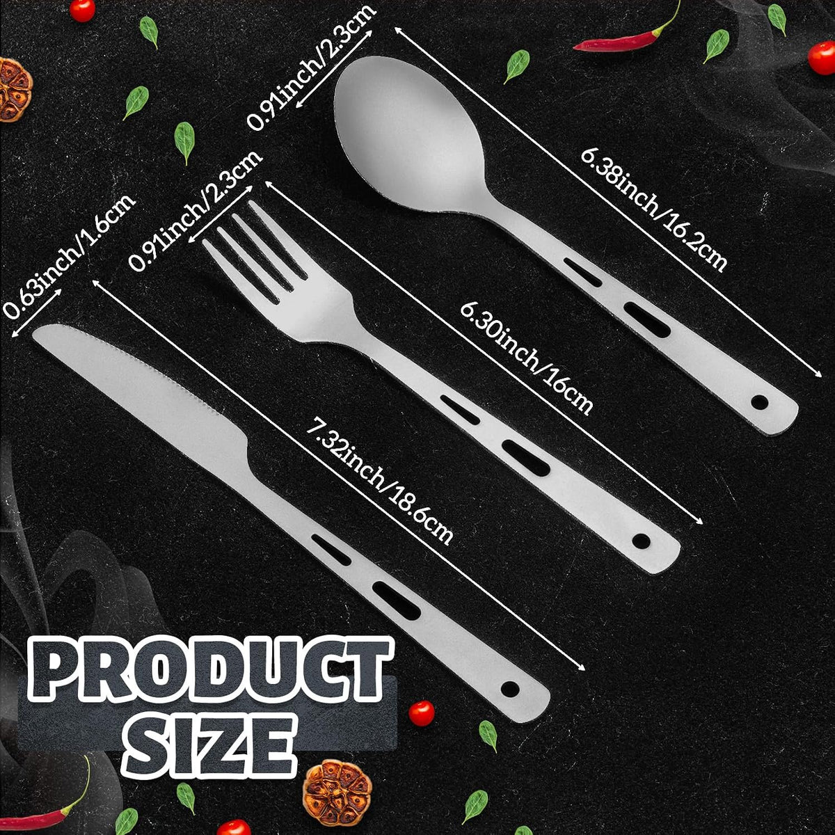6 Pcs Pure Titanium Fork, Spoon, Knife Camping Utensils Set, Portable