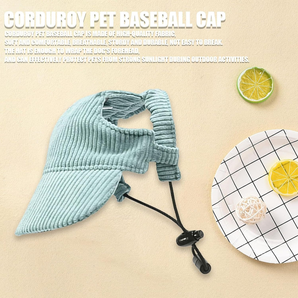 Dog Baseball Cap, Dog Cat Summer Beach Visor Hat with Ear Holes, Adjustable Puppy Sunbonnet Headdress (Green, X-Large)