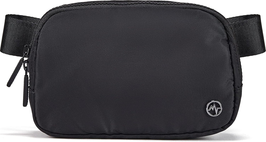 Pander Two Way Zipper Fanny Pack Nylon Everywhere Belt Bag for Women, Water Repellent Waist Packs, Crossbody Bags with Adjustable Strap (Black).