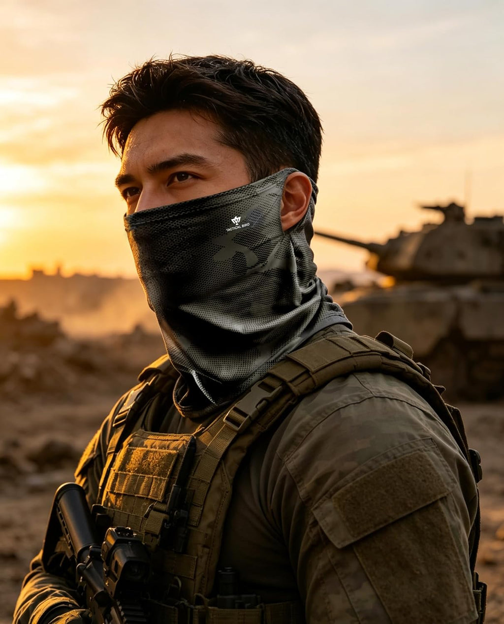 Men's Loose Fit Ear Loop Ice Silk Cooling Neck Gaiter, Anti-UV Sun Protection Face Cover with Breathable