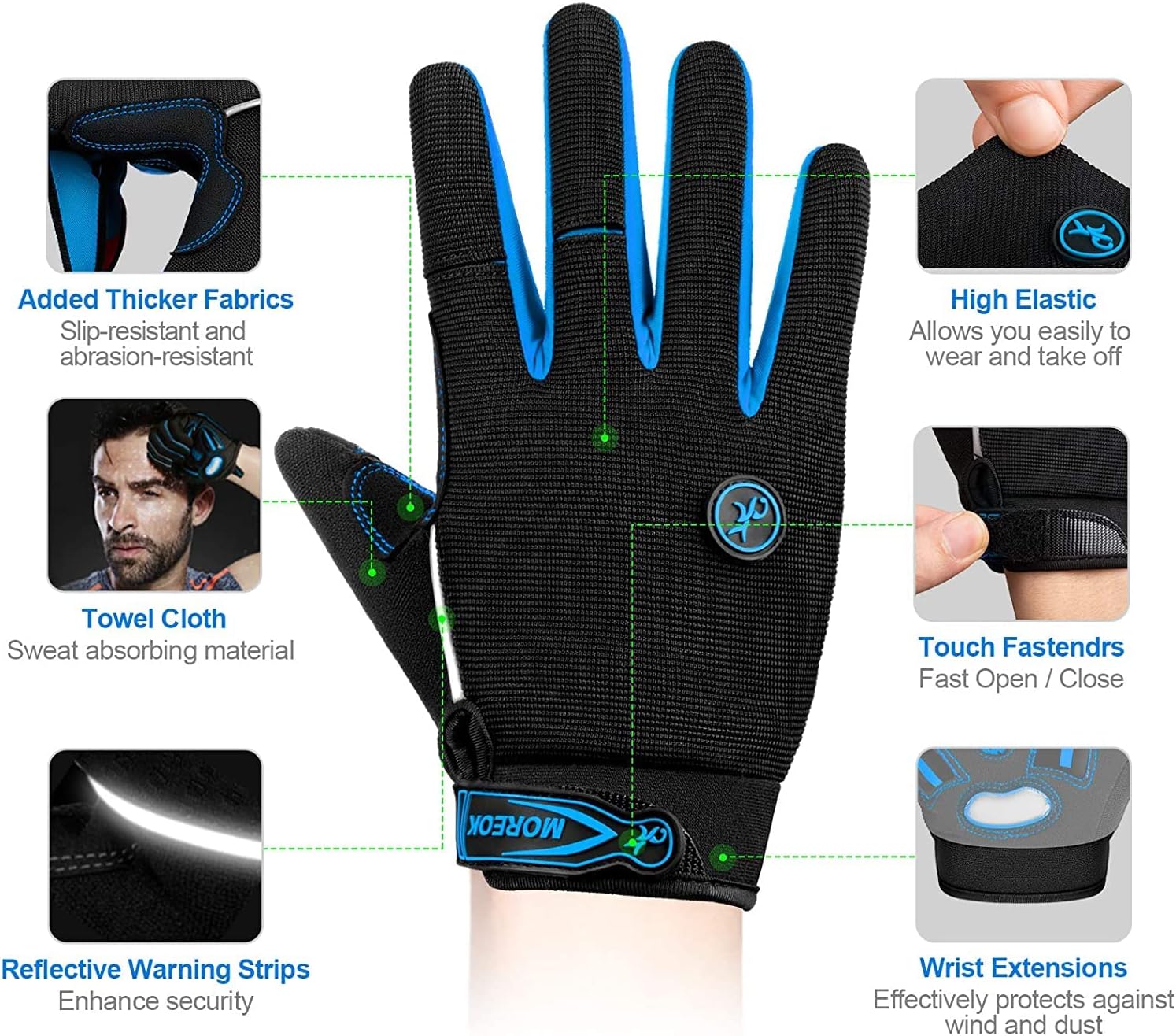 Cycling Gloves Men Women,Touchscreen Full Finger Mountain Bike Gloves