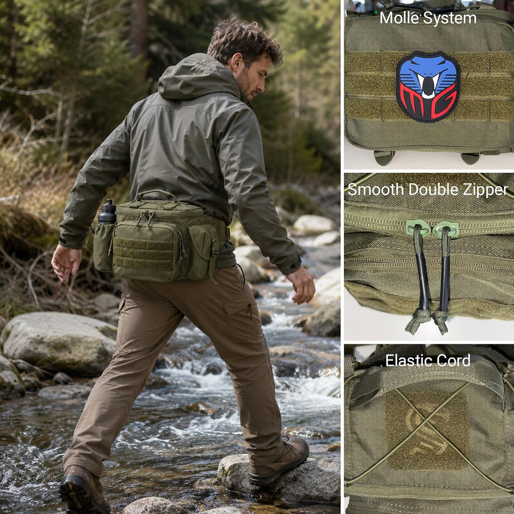 MGFLASHFORCE Tactical Fanny Pack for Men EDC Molle Waist Bag Hip Belt Pouch