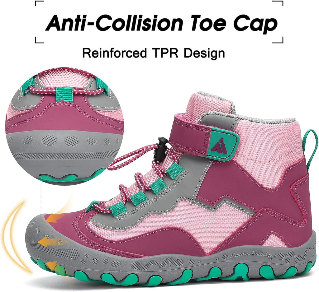 Mishansha Kids Hiking Boots Toddler Boys Girls Hiking Shoes Outdoor Trail | Kids Sneakers Anti-Collision, Water-Resistant, Non-Slip Athletic Trekking Shoes for Walking, Camping, School& Play Outdoor