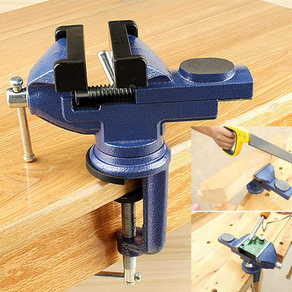 360° Rotating Bench Vise, 2.5'' Cast Iron Table Vise Clamp for Woodworking, Hobby, DIY Craft (Clamping Range: 0-2.5inch)