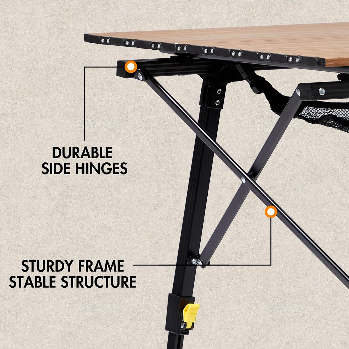 Portal Camping Table, Folding Aluminum Outdoor Table with Mesh Layer