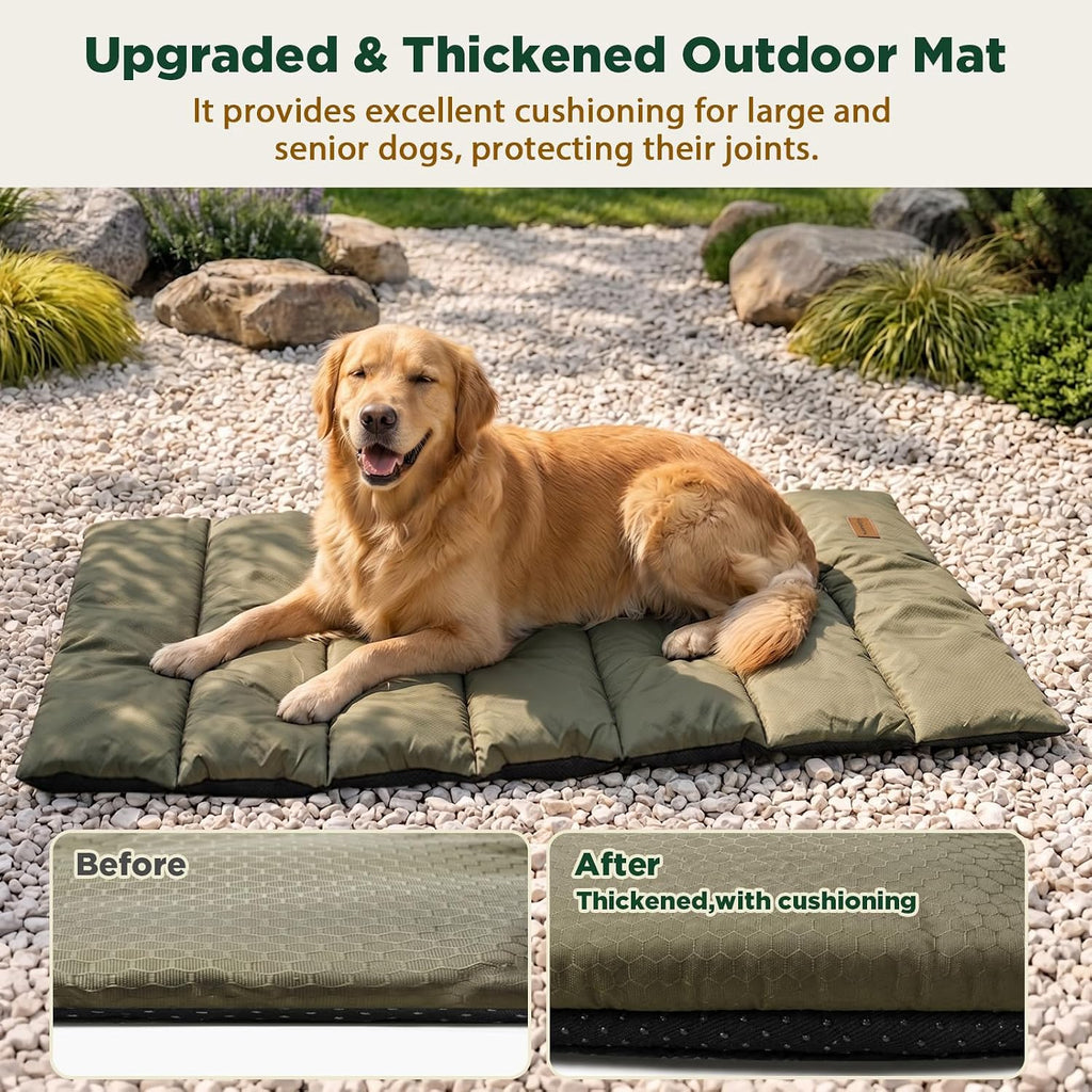 Gimars Upgraded Thickened XL Outdoor Dog Bed with Waterproof Film, Easy to Roll Up with Buckle, Large Travel Pet Bed for Large & Extra Large Dog, Portable, Foldable, Washable for Camping,Traveling