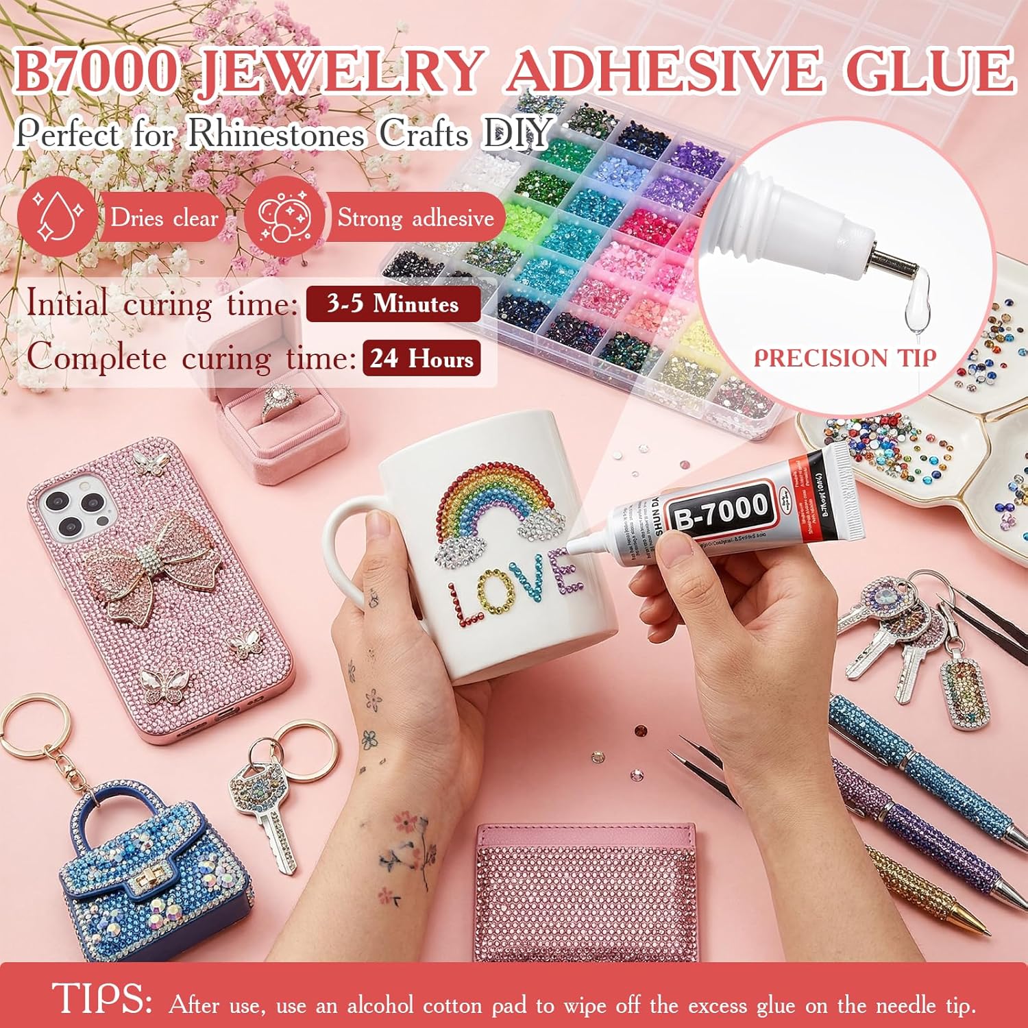 80000Pcs Bedazzling Kit, 42 Colors 3mm Flatback Rhinestones with 3 B7000 Glue & Tools, Bedazzler Kit for Crafts Clothes Tumblers Nail Art & Diamond Painting - Christmas Birthday Gift for Girls