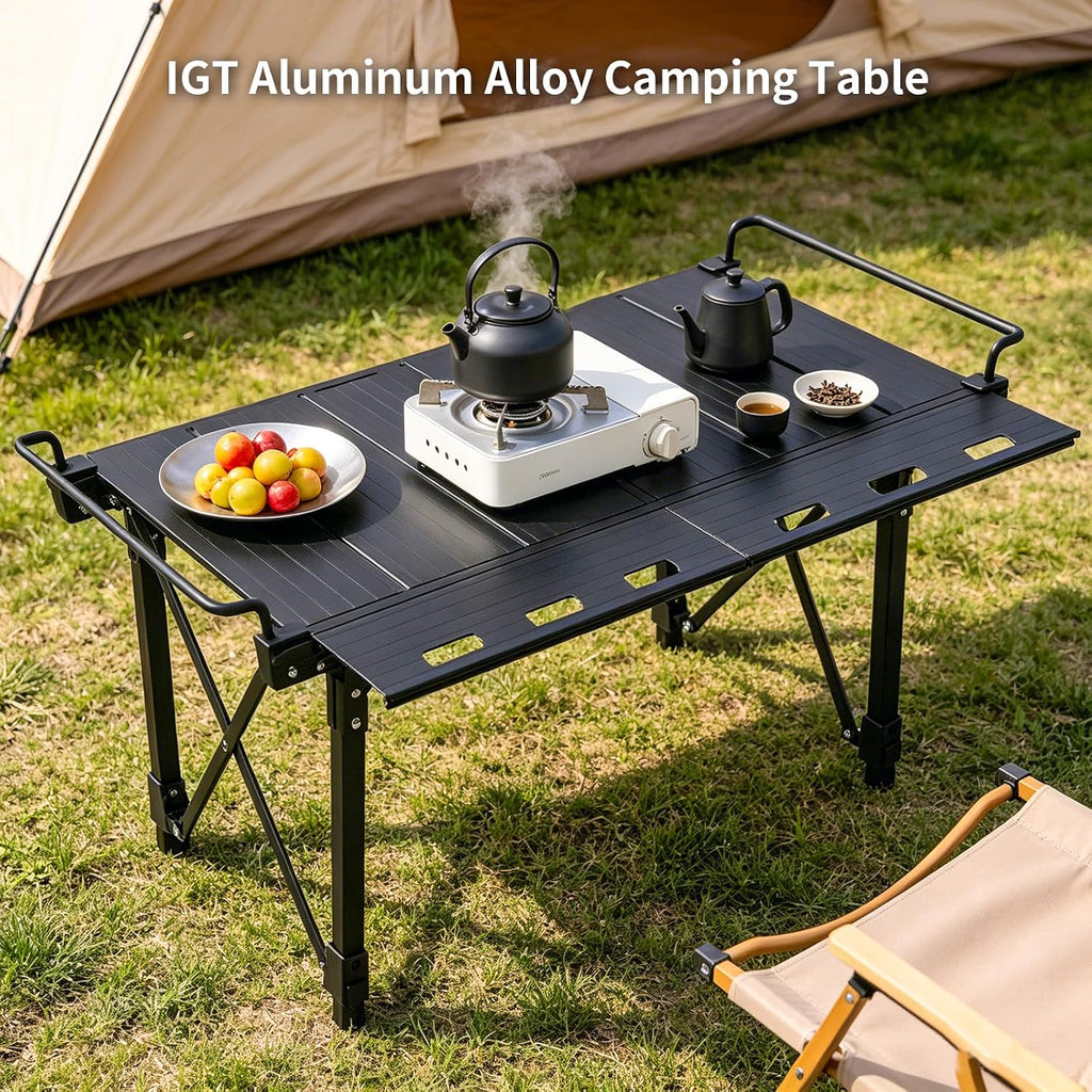 Aircity Folding Camping Table, Portable Aluminum Table, Adjustable Height