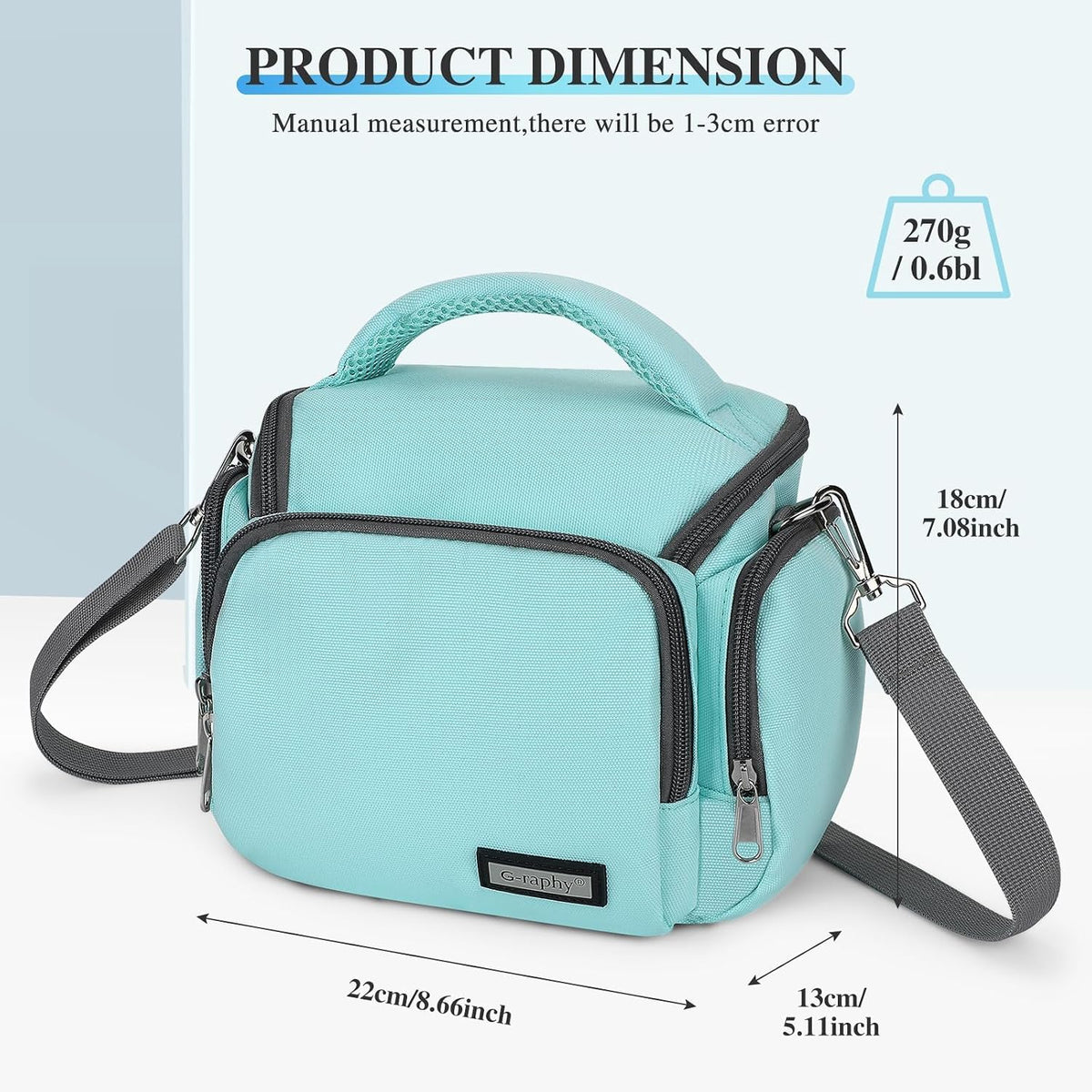 G-raphy Camera Bag Case Compact Lightweight Shoulder Crossbody Sling Photography Bags for Nikon Canon Sony DSLR SLR Mirrorless with Removal Straps Mint
