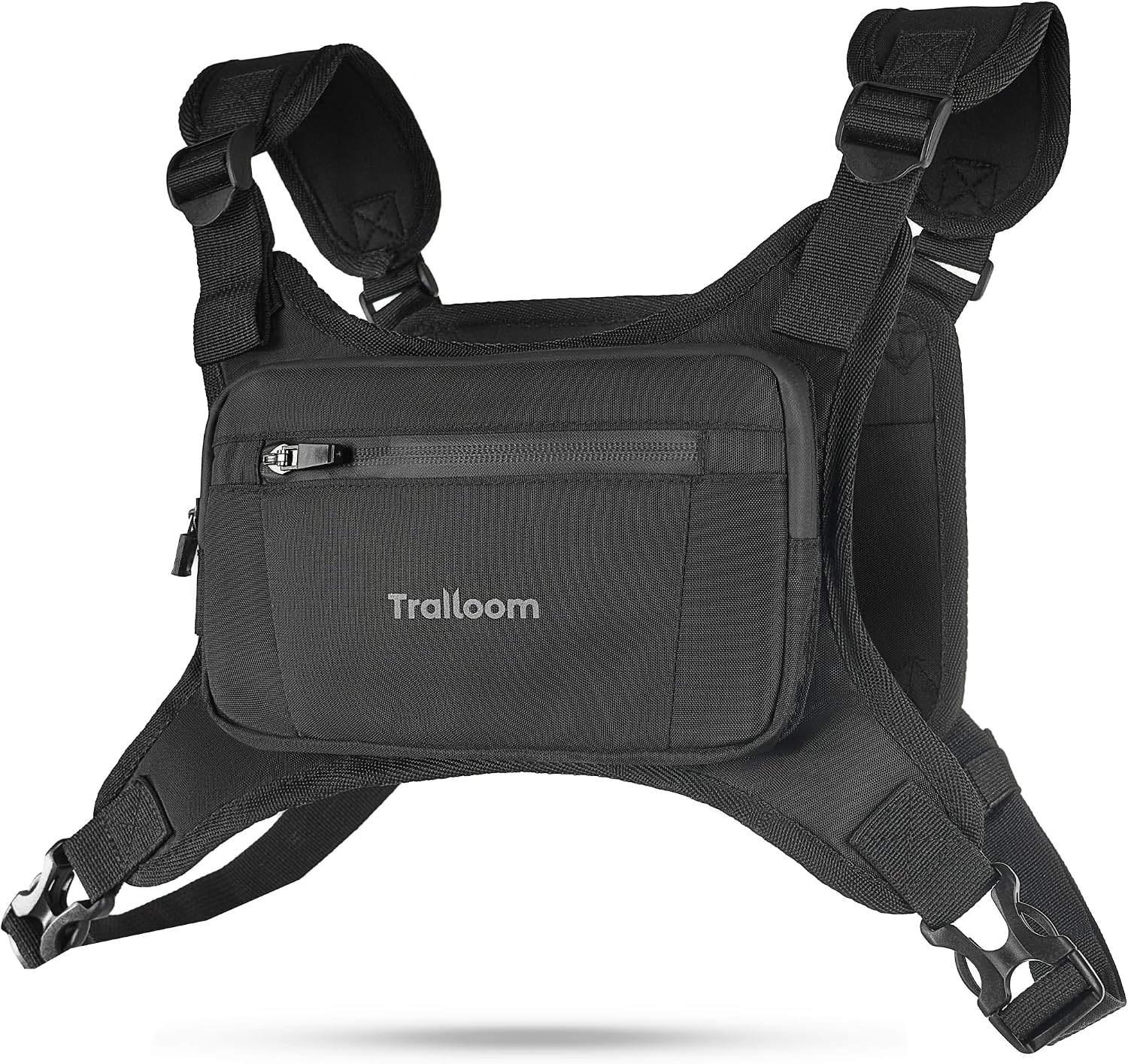 Running Chest Pack, Reflective Vest, Water Repellent, Phone Holder, Workout Bag for Runners, Cycling, Biking, EDC Pouch, Jogging Carrier, Hidden Pocket, Men & Women, Lightweight