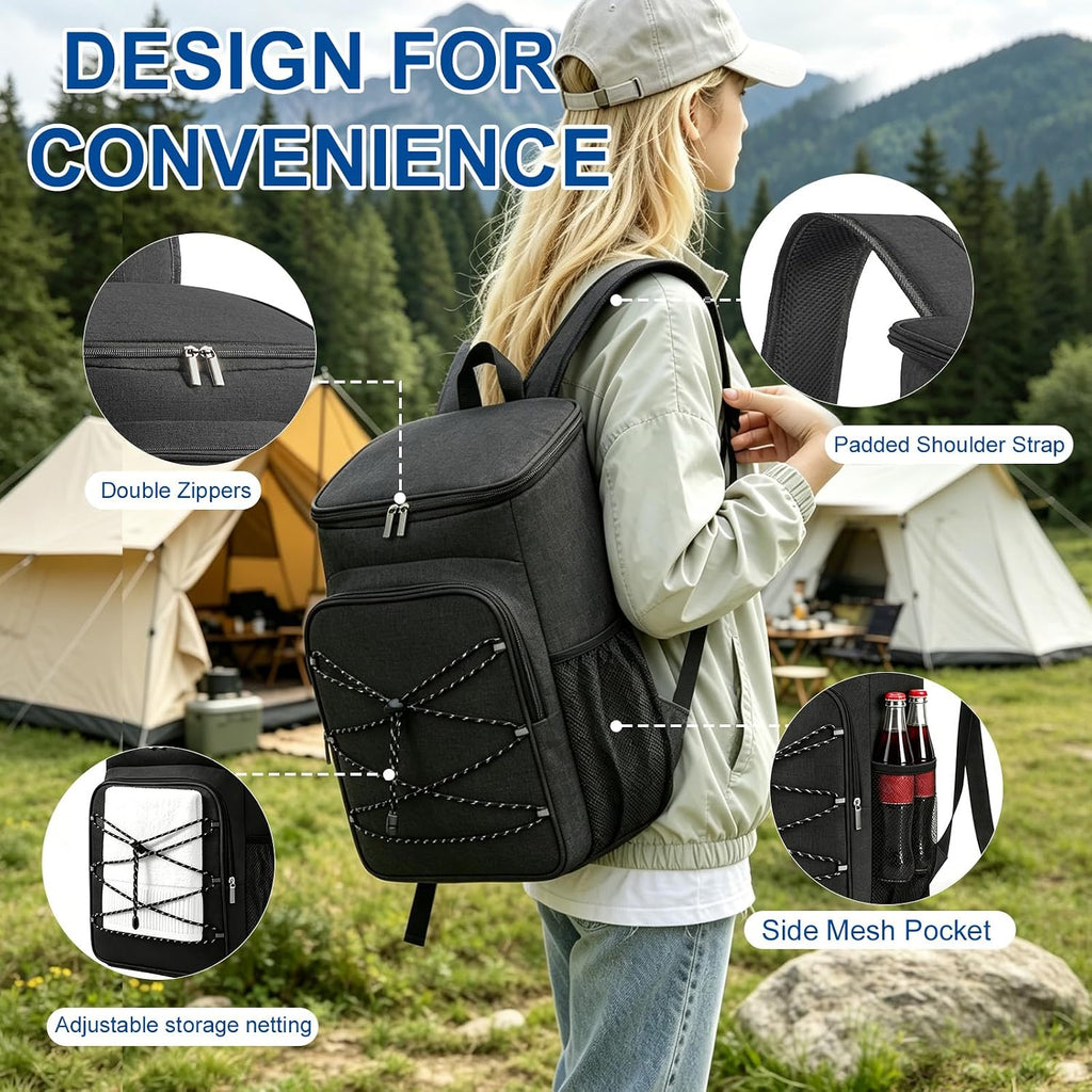 Backpack Cooler Insulated, Lightweight Leak Proof Travel Cooler Bag, Soft Waterproof Cooler Backpack for Men Women, Camping Hiking Beach Travel Picnic