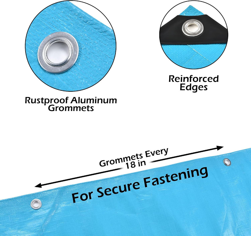 Tarps Heavy Duty Waterproof 12x16 ft, 12 mil Thick Tarp Cover with Grommets