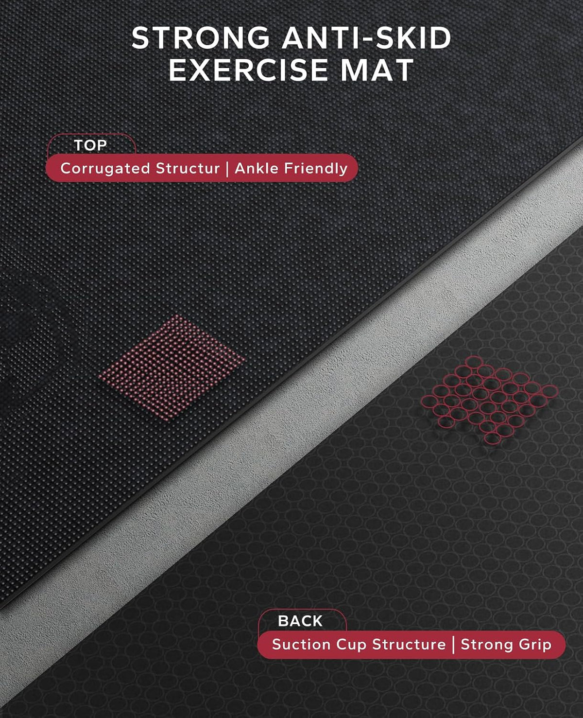HAPBEAR Large Exercise Mat-6'x4'/7'x5'/6'x8'/6'x9'/6'x10'/6'x12'x 1/3"(8mm)