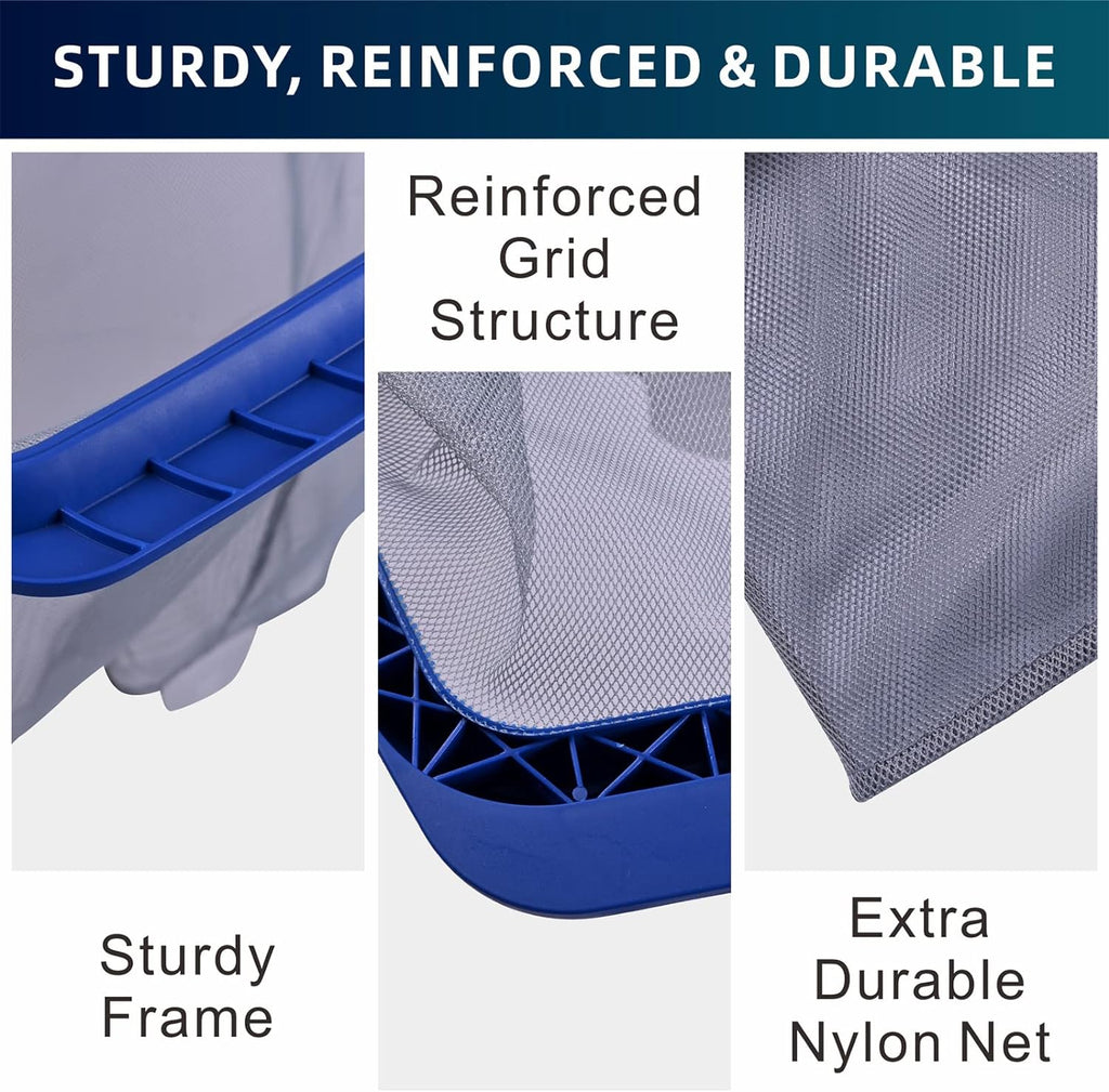 POOLAZA Pool Skimmer Net, Deep Net with Reinforced Frame & Easy Scoop Edge