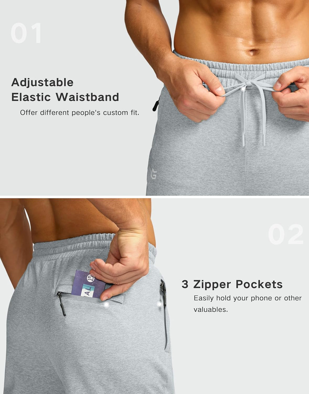 G Gradual Men's Fleece Lined Pants with 3 Zipper Pockets Water Resistant Winter Warm Hiking Pants Athletic Sweatpants for Men