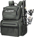 PLUSINNO Cooler Fishing Backpack with Rod Holders 45L Large Water-resistant Fishing Tackle bag Store Fishing Gear Fishing Gifts for Men Father