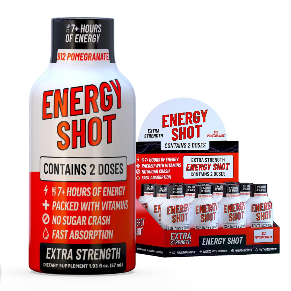 Blue Raspberry Extra Strength Energy Shot 48 pk – 260mg Natural Caffeine B12 B6 – Energy & Focus Support – 2 Servings Sugar Free Zero Calorie Green Tea B-Vitamins Electrolytes Vegan – 1.93 fl oz