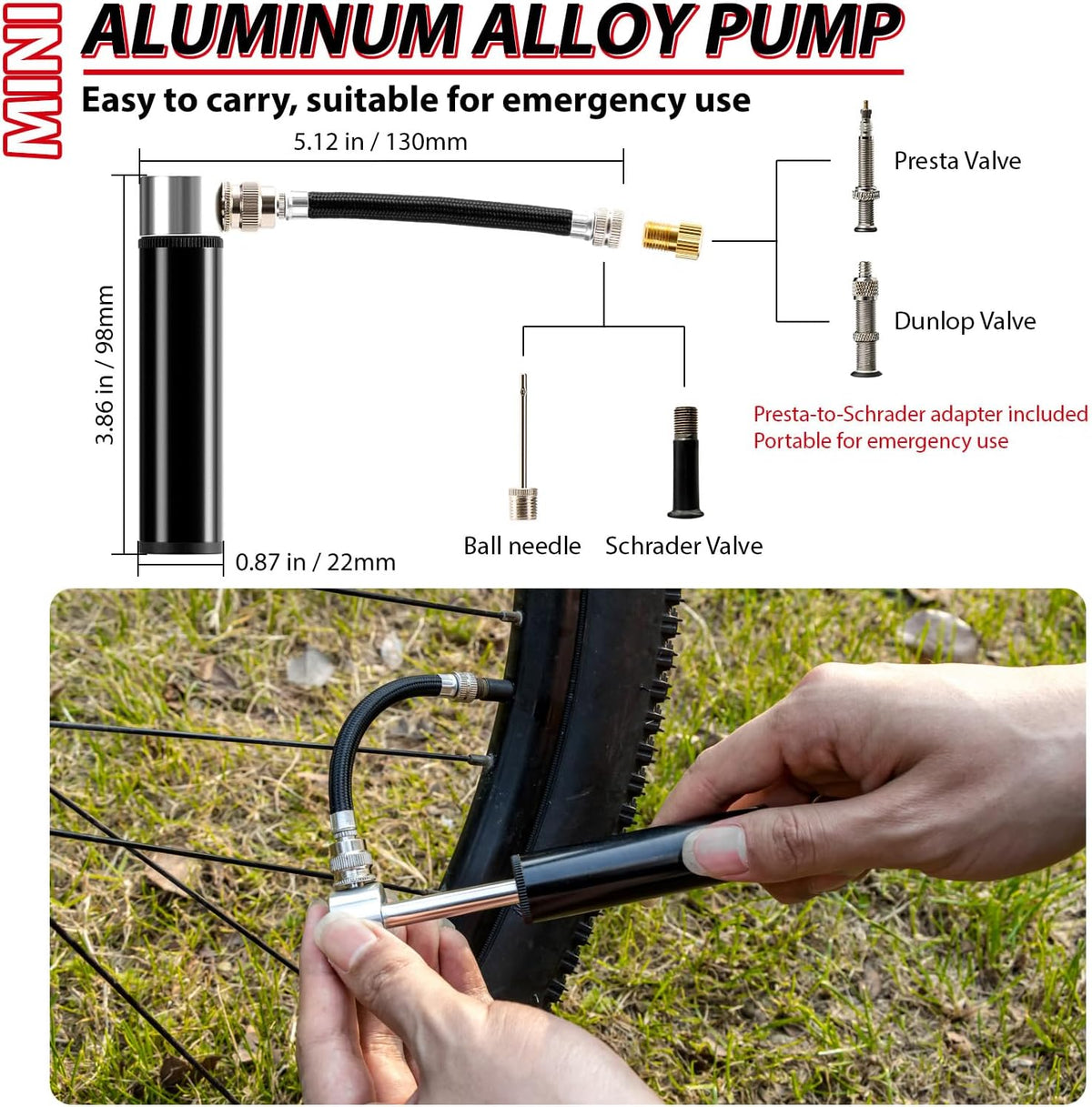 Bike Repair Tool Kit with Mini Pump in Portable Multifunction Tool Set