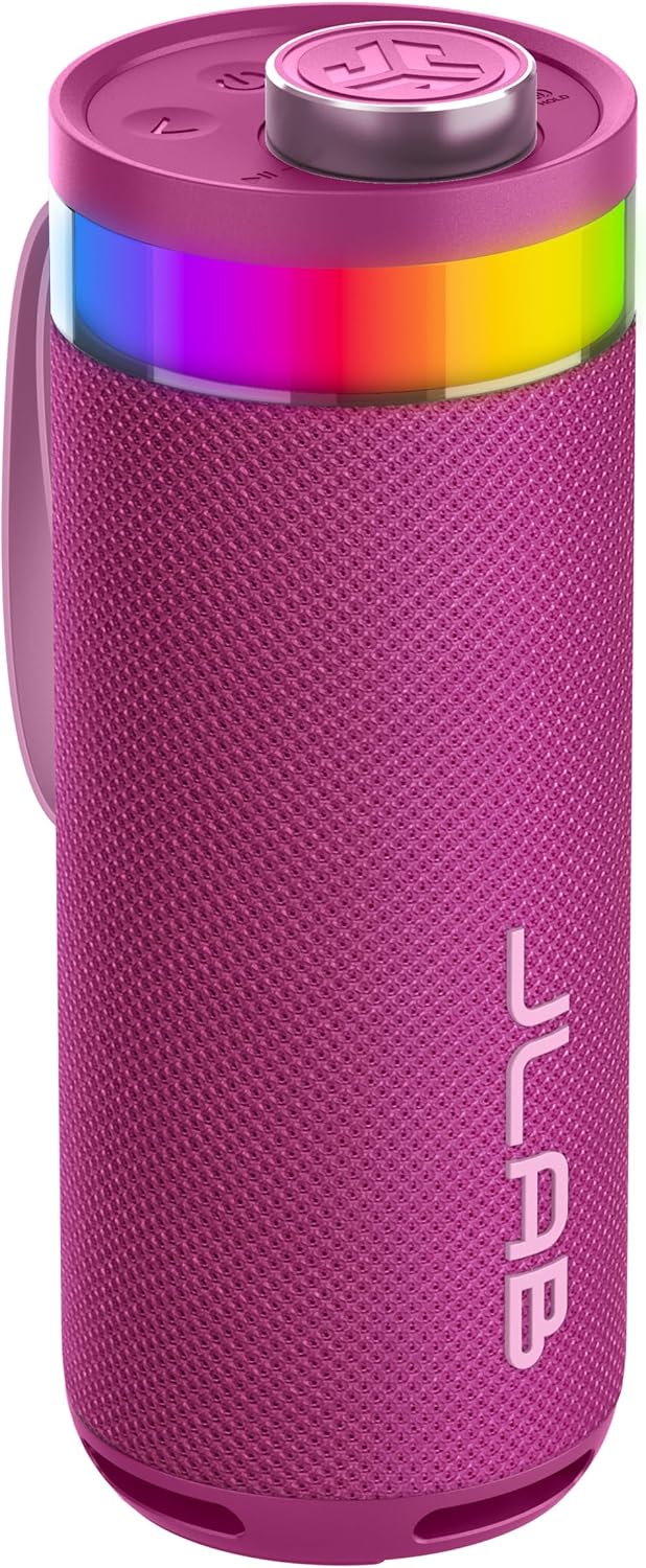 JLab, Go Party, Portable Bluetooth Speaker, Waterproof, RGB Lighting, LabSync, Mulberry
