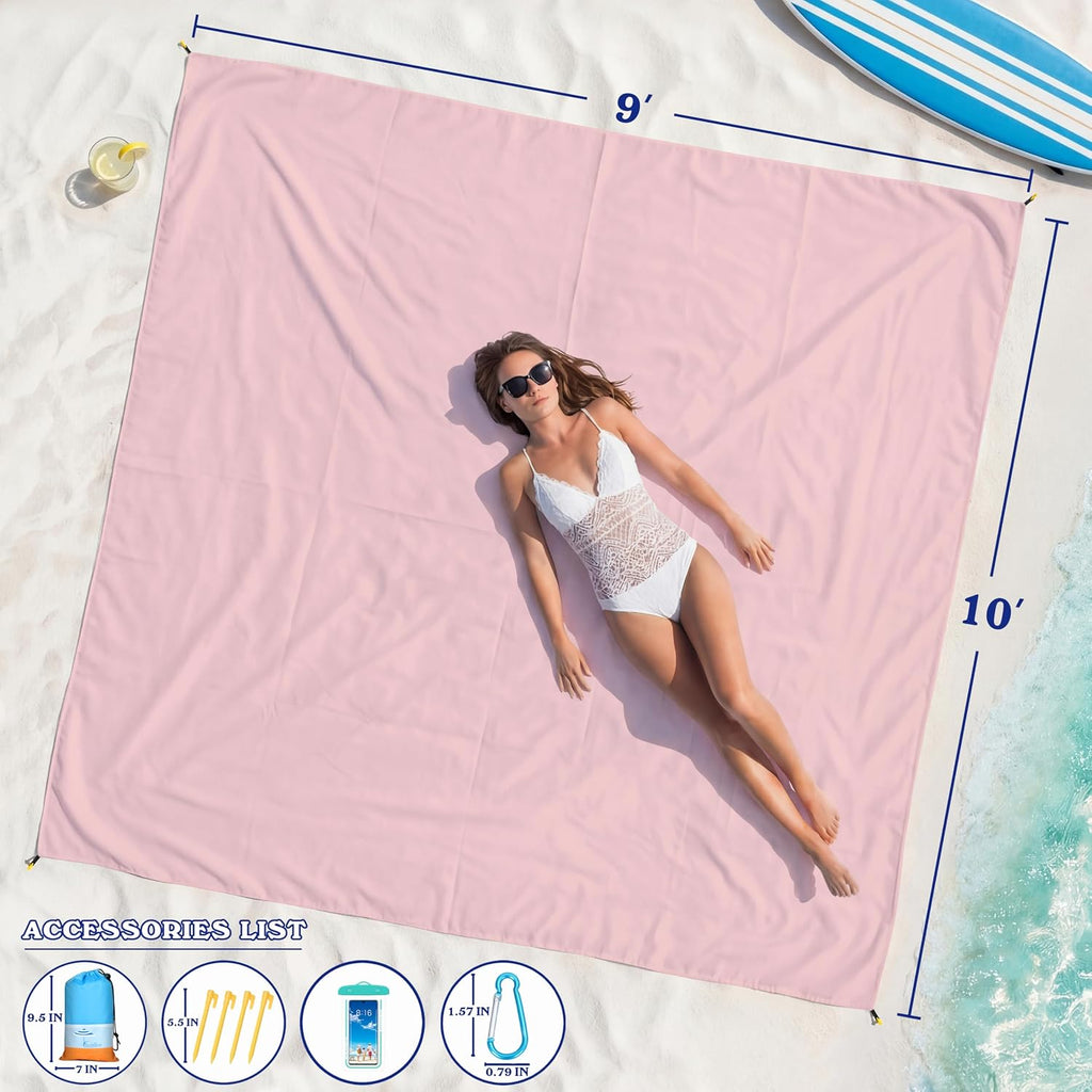 Beach Blanket Waterproof Sandproof 78''X81''/10'X9' Oversized Big Blanket