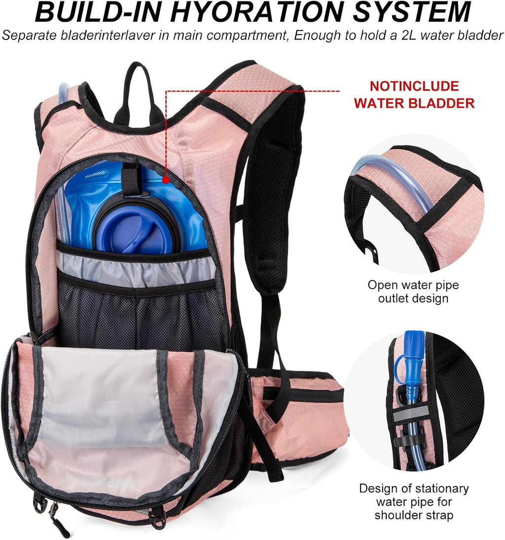 Hydrating Backpack 15LInsulated Hiking Bag with 2-Liter Water Bag
