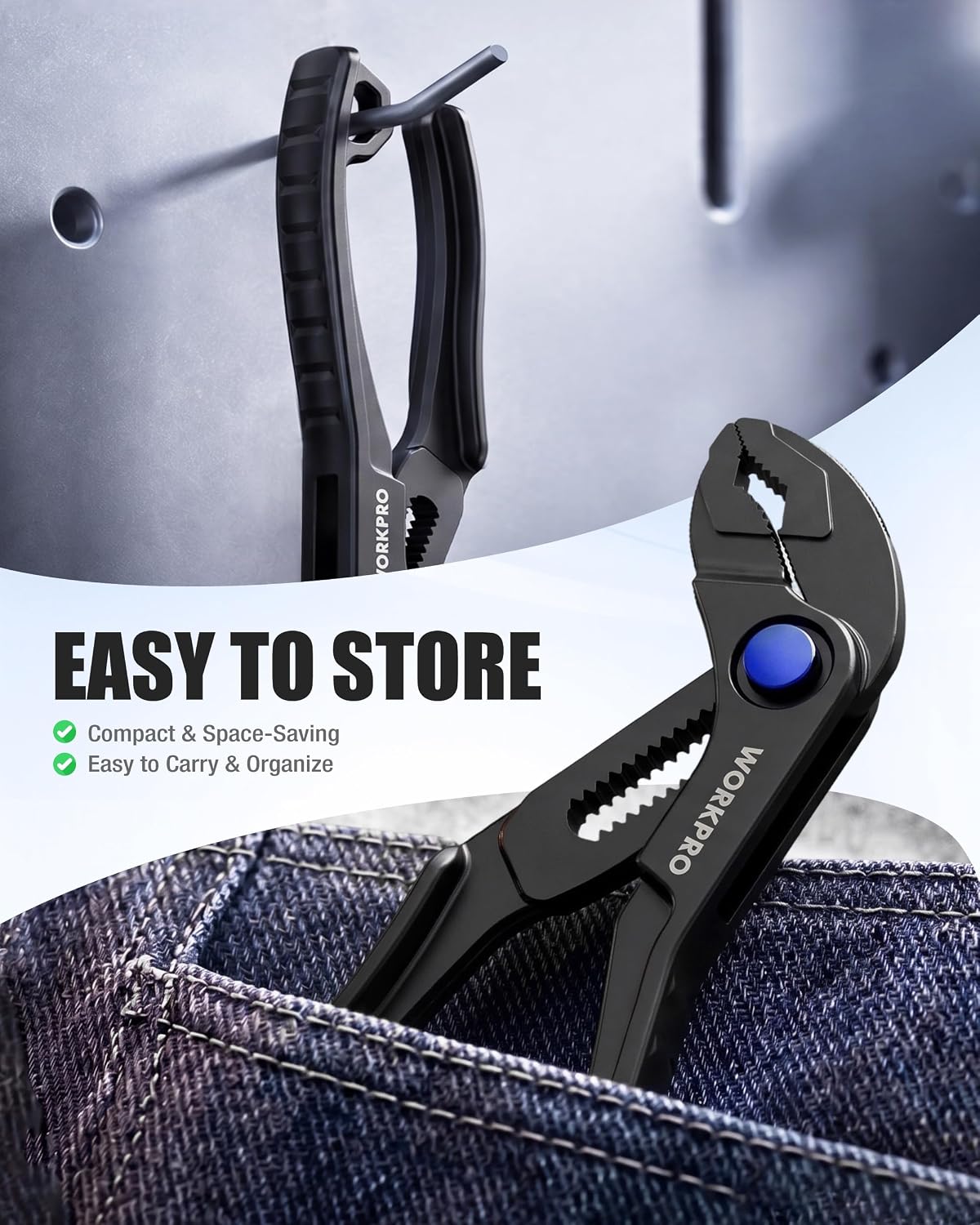 WORKPRO Mini Water Pump Pliers, 4-Inch Groove Joint Pliers for Tight Spaces
