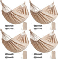 4 Set Canvas Camping Hammock,Single Hammock, Beige