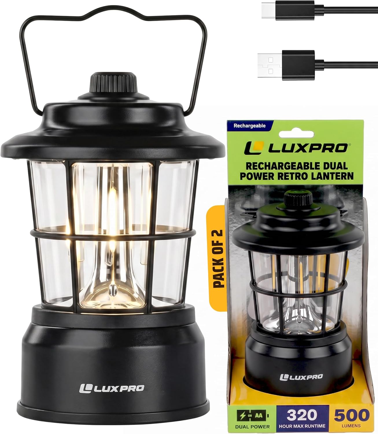 LUXPRO Retro Outdoor Lantern, Battery Lamp Camping Lantern LED Light, Blue