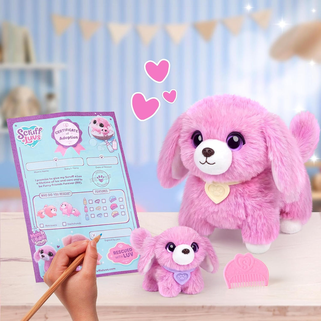 ScruffaLuvs Mom & Baby Scruffs Dachshund Plush Toys, Wash to Reveal