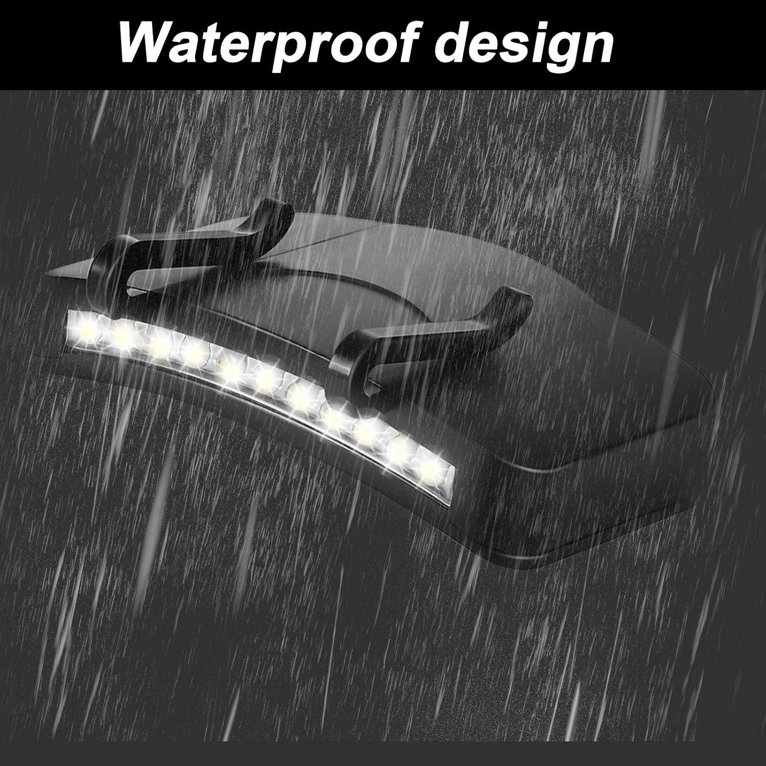Mudder 4 Pcs Black Hat Lights Clip on Battery Powered 11 LED Cap Flashlight