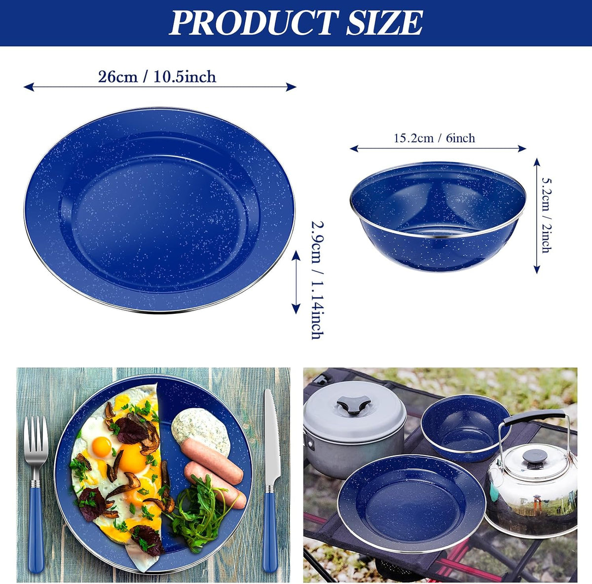 Nuogo 12 Pcs Enamel Camping Tableware Set Dinnerware Kit