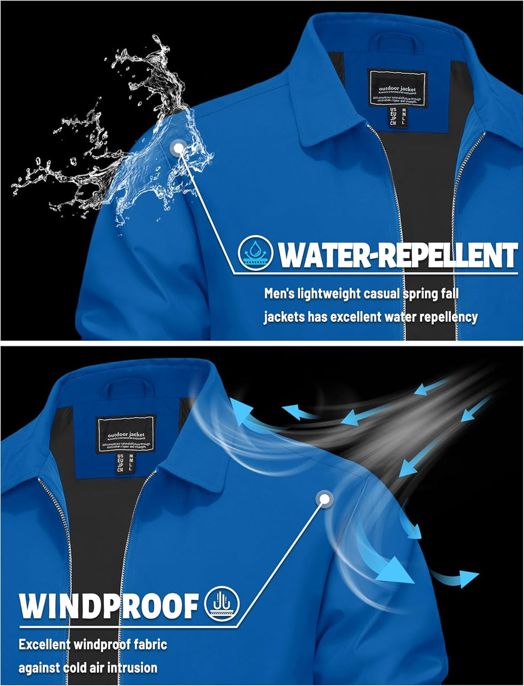 TACVASEN Men's Lightweight Jacket Fall Water-repellent Windbreaker Jackets