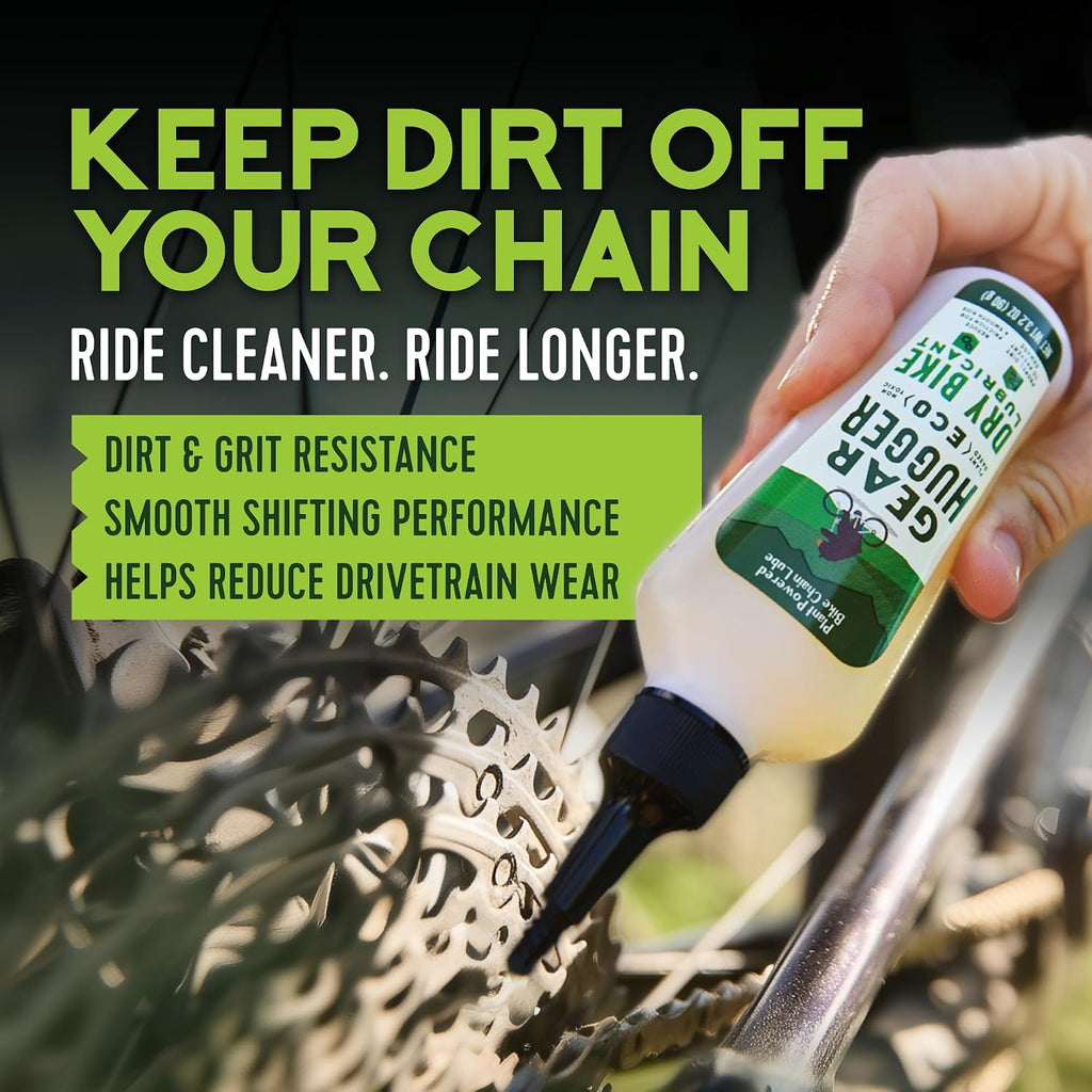 Gear Hugger - Dry Lube and Degreaser - Eco-Friendly & Long-Lasting Bike Chain Cleaner – Plant-Based Bike Lubricant, No Petroleum, No PTFE