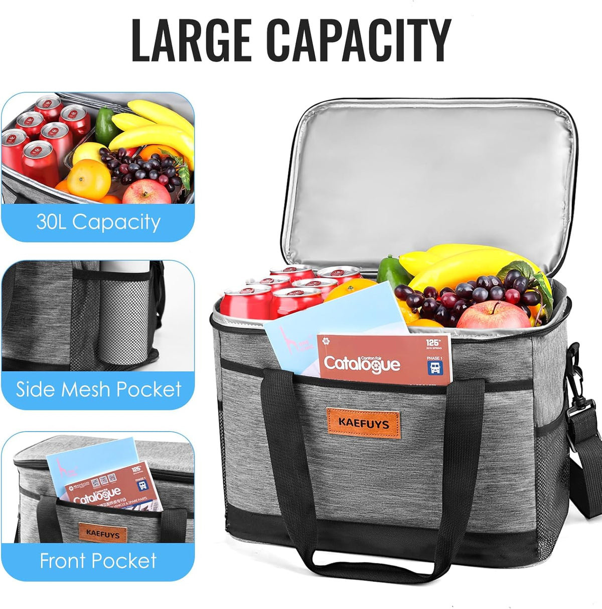 Soft Cooler Bag Insulated 30L for Men Women for Camping Travel Picnic Work