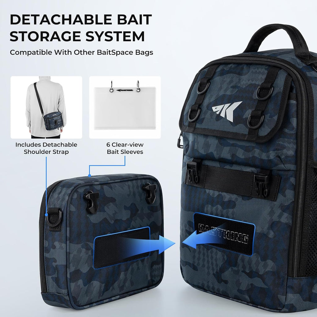 KastKing BaitSpace Fishing Sling Bag, Fishing Backpack with Rod Holder