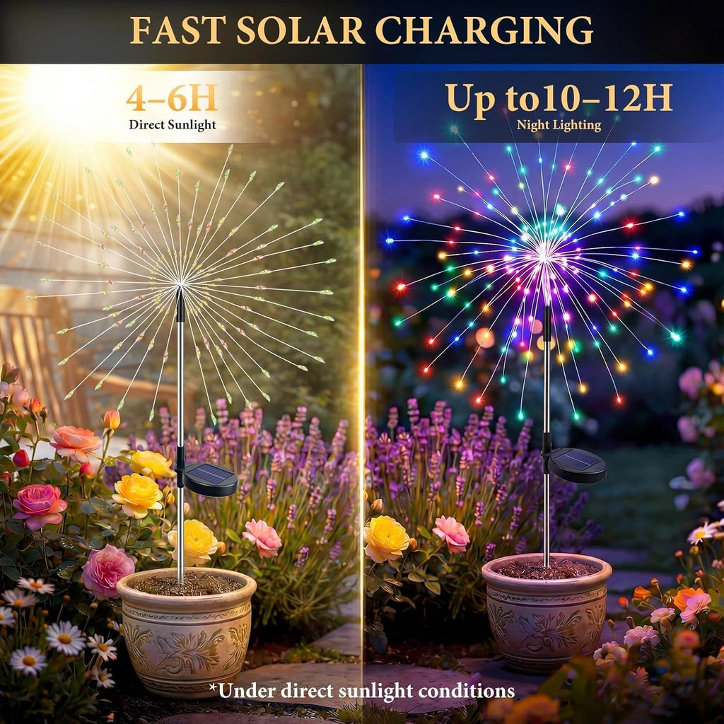 Solar Garden Lights Outdoor 4Pack,Multicolor Solar Firework Lights